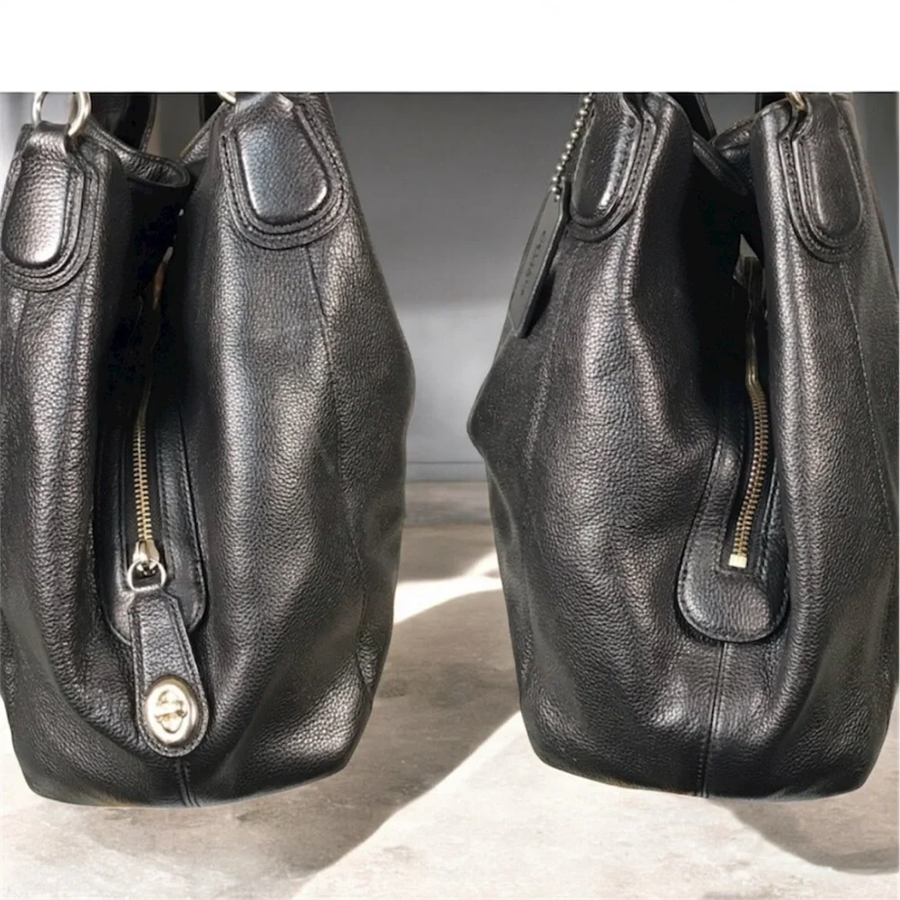 Coach Edie Carryall Black Leather Shoulder Bag EUC no callouts MSRP $398 - Picture 6 of 9